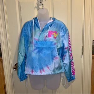 NWT MTV TIE DYE WINDBREAKER PULLOVER JACKET